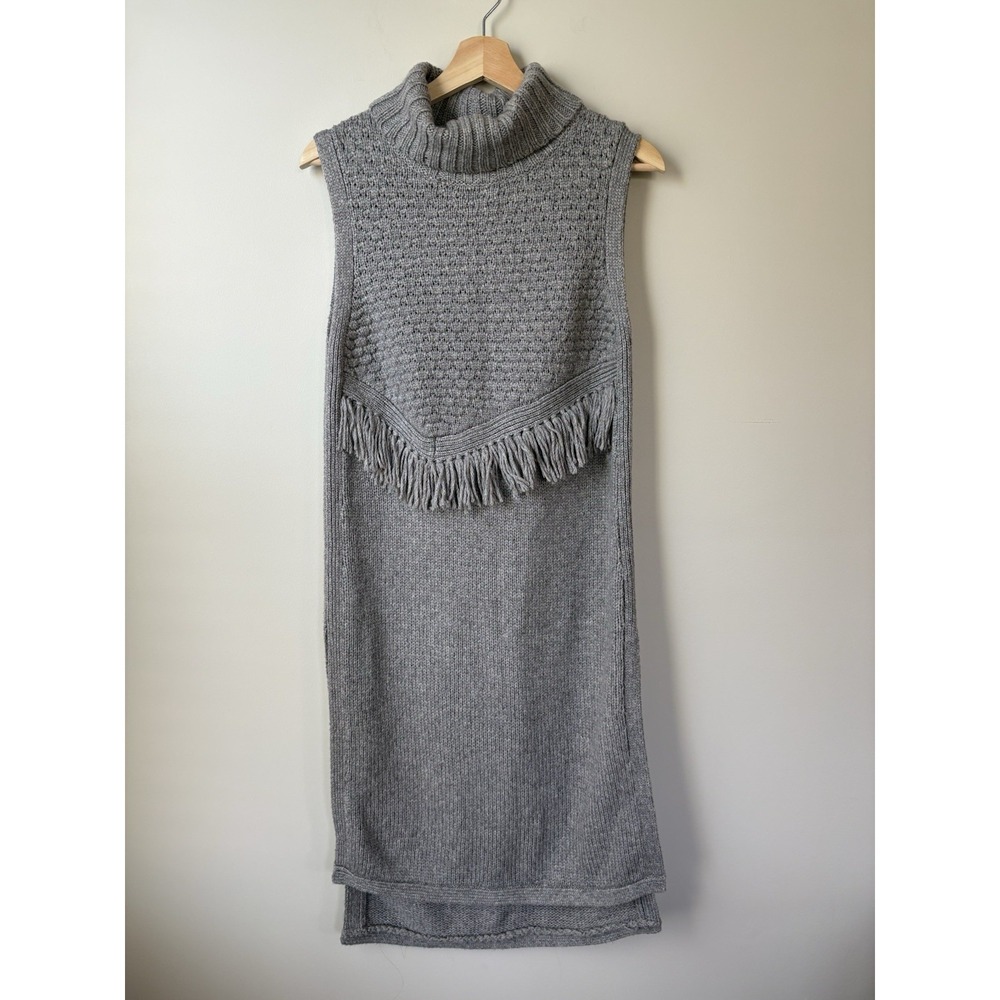 Anthropologie Nomad Medium Gray Wool Blend Turtleneck Sleeveless Sweater Dress